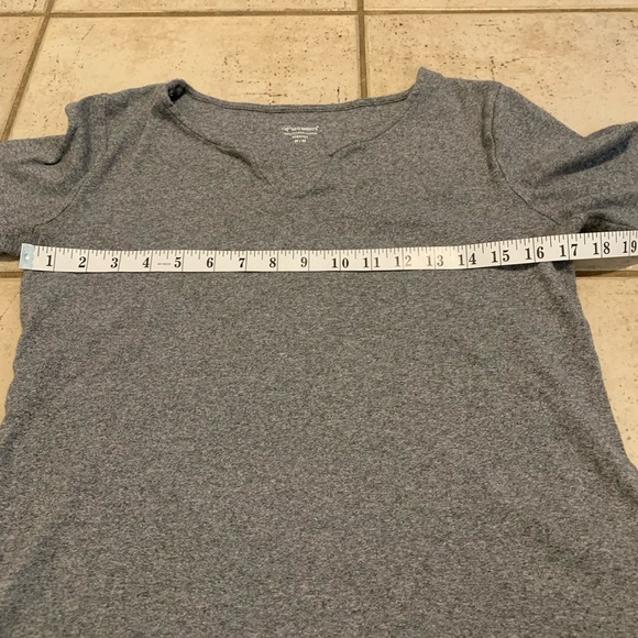 Segments Grey 3/4 Sleeve V-Neck Tunic Top - 100% Cotton M/M - Picture 4 of 6